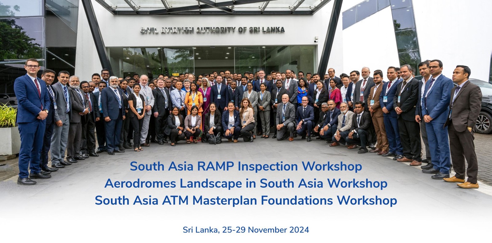 Delegates of the EU–South Asia Aviation Partnership workshops outside the Civil Aviation Authority of Sri Lanka