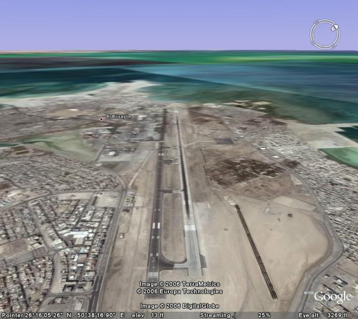 Aerial view of a runway and its parallel taxiway